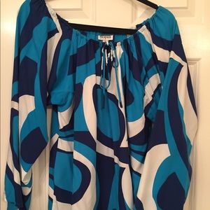 Escapada Caribbean Blue/White Blouse
